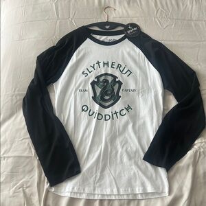 Warner Bros. Slytherin Quidditch Long Sleeve Tee - Black and White